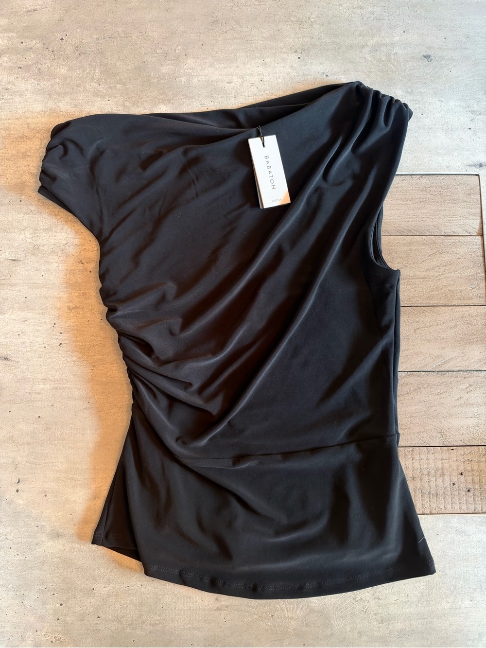 Aritzia Babaton Black One-Shoulder Ruched Women's Top NWT
